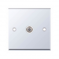 Selectric 7M-Pro Polished Chrome 1 Gang Satellite Socket with White Insert