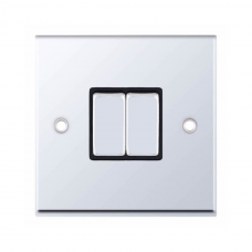 Selectric 7M-Pro Polished Chrome 2 Gang 10A 2 Way Switch with Black Insert