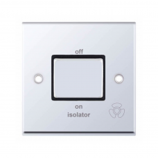 Selectric 7M-Pro Polished Chrome 1 Gang 10A 3 Pole Fan Isolator Switch with Black Insert