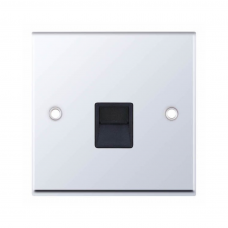 Selectric 7M-Pro Polished Chrome 1 Gang Telephone Master Socket with Black Insert