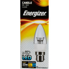 Energizer LED Candle 250LM 3.4W Clear B22 (BC) Warm White Bulb Energizer LED Candle 250LM 3.4W Clear B22 (BC) Warm White Bulb