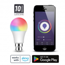 Ecolux Dimmable GLS LED Smart Light Bulb B22 RGB, Warm and Cool White 8.5W with Music Sync Ecolux Dimmable GLS LED Smart Light Bulb B22 RGB, Warm and Cool White 8.5W with Music Sync